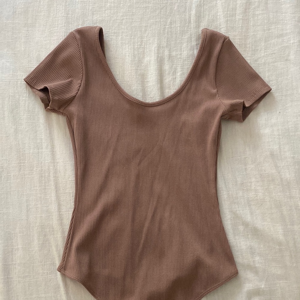 Brown short sleeve bodysuit